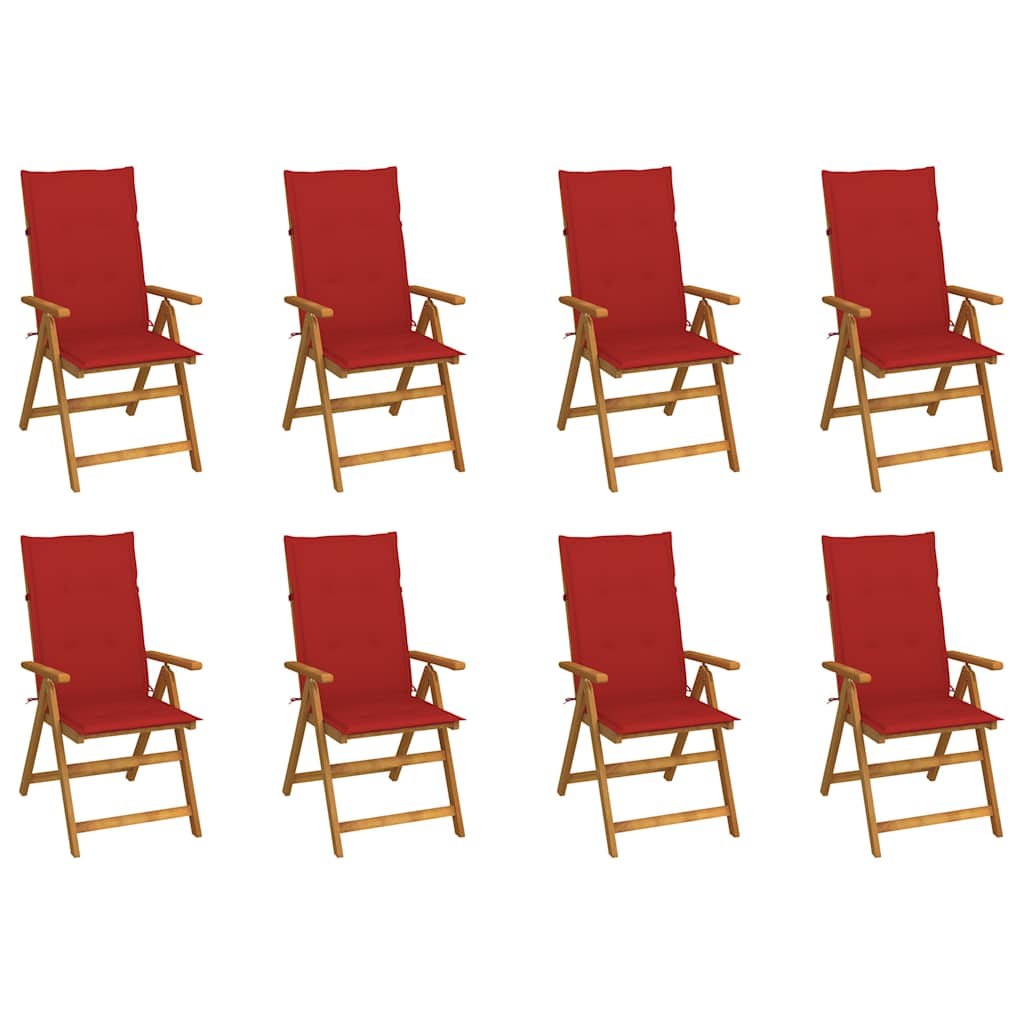 Πτυσσόμενες Καρέκλες με Μαξιλάρια 8 τεμ. από Μασίφ Ξύλο Ακακίας