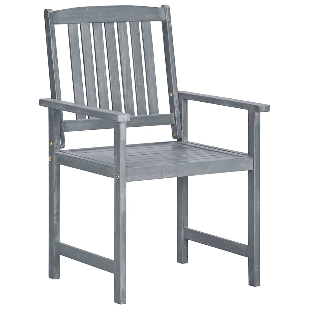 Καρέκλες Κήπου 8 τεμ. Γκρι από Μασίφ Ξύλο Ακακίας με Μαξιλάρια – εικόνα προϊόντος 4