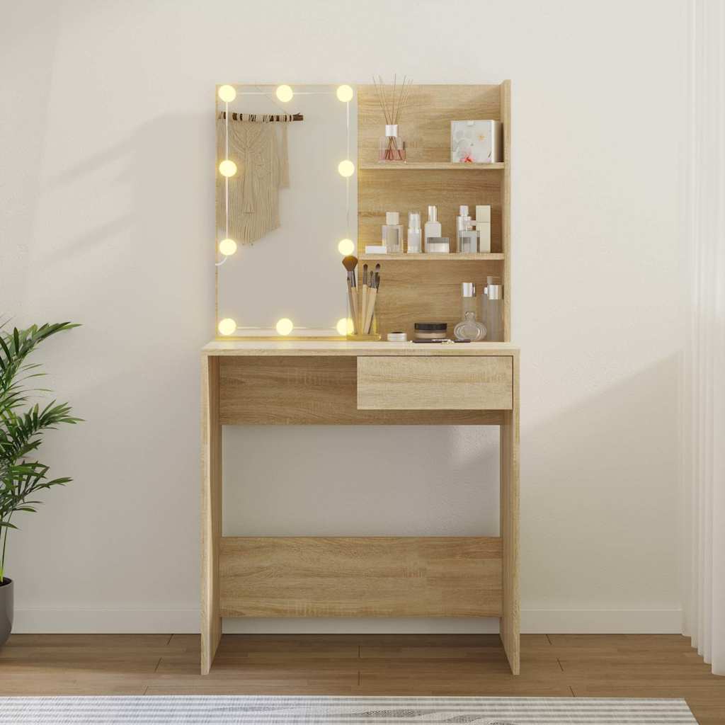 Μπουντουάρ με LED Sonoma Δρυς 74,5x40x141 εκ. Επεξ. Ξύλο