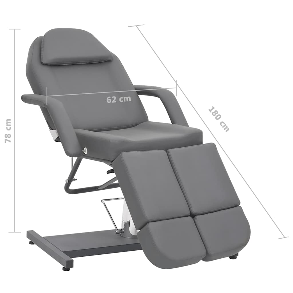 Καρέκλα Αισθητικής Γκρι 180 x 62 x 78 εκ. από Συνθετικό Δέρμα