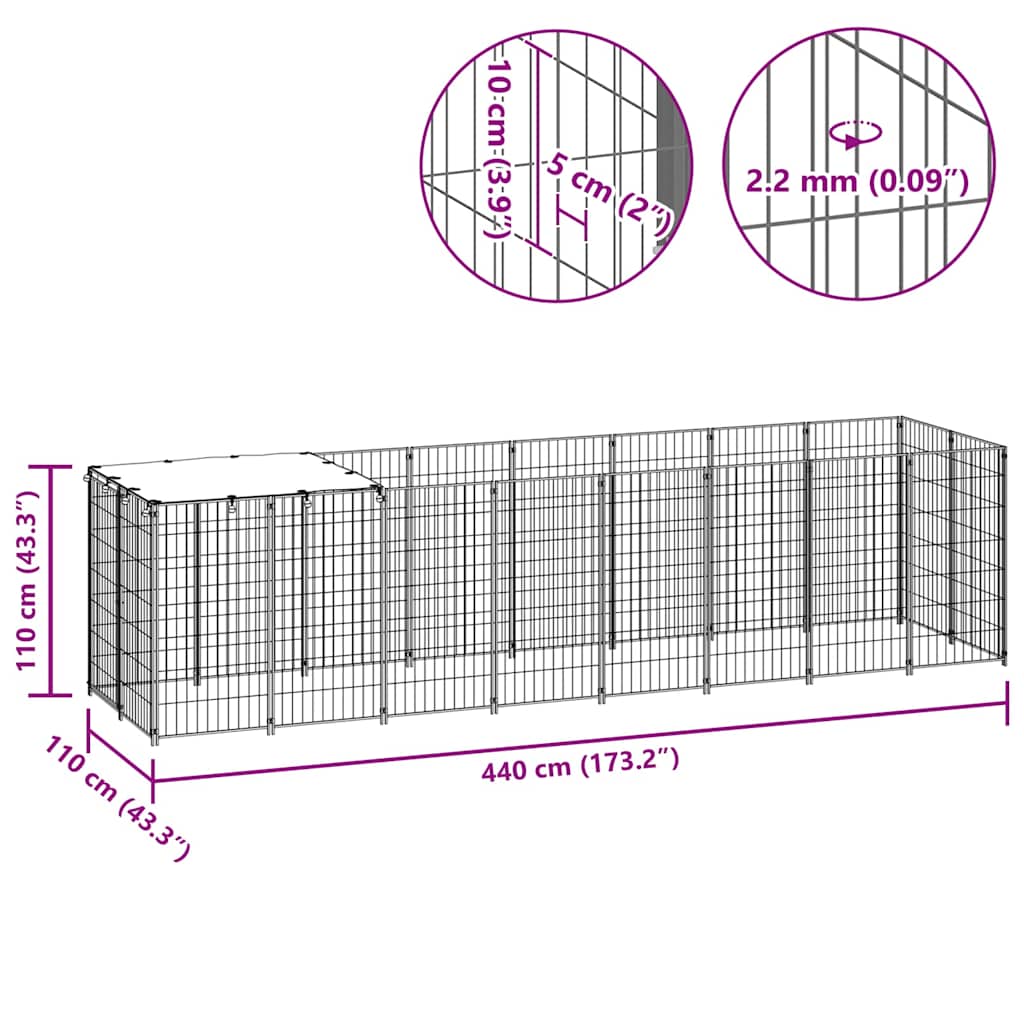 Σπιτάκι Σκύλου Μαύρο 4,84 m² Ατσάλινο