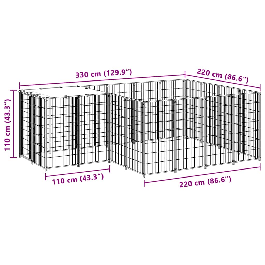 Σπιτάκι Σκύλου Μαύρο 6,05 m² Ατσάλινο