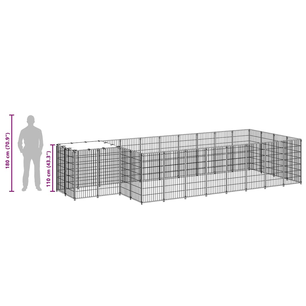 Σπιτάκι Σκύλου Μαύρο 10,89 m² Ατσάλινο