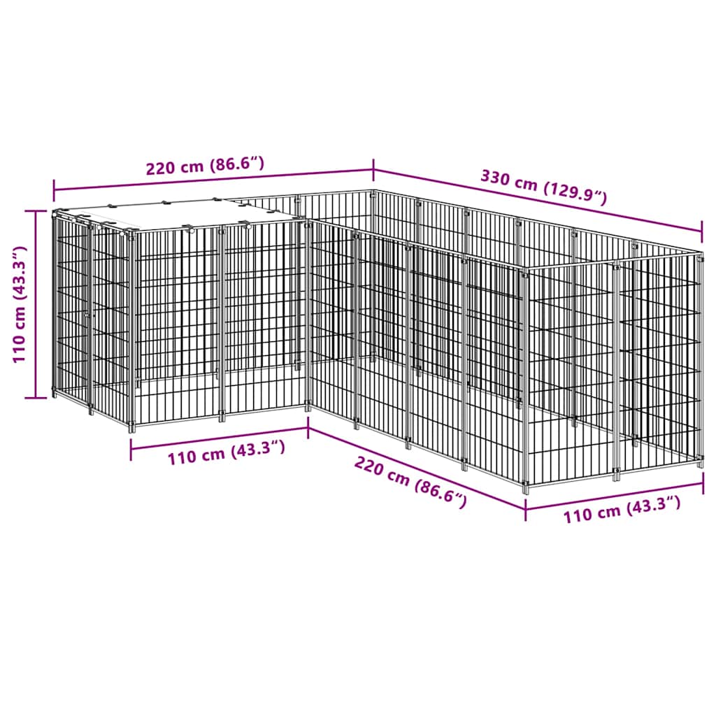 Σπιτάκι Σκύλου Μαύρο 4,84 μ² Ατσάλινο