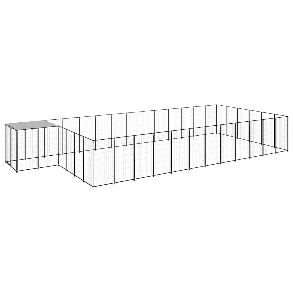 3082216 vidaXL Dog Kennel Black 22,99 m² Ατσάλι (150782+3x150784)