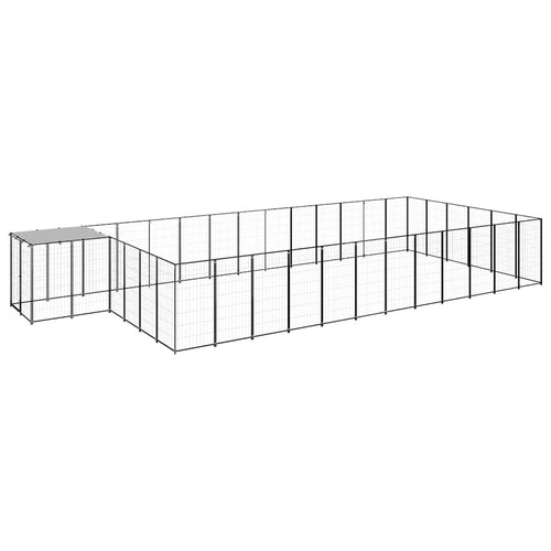 3082216 vidaXL Dog Kennel Black 22,99 m² Ατσάλι (150782+3x150784)