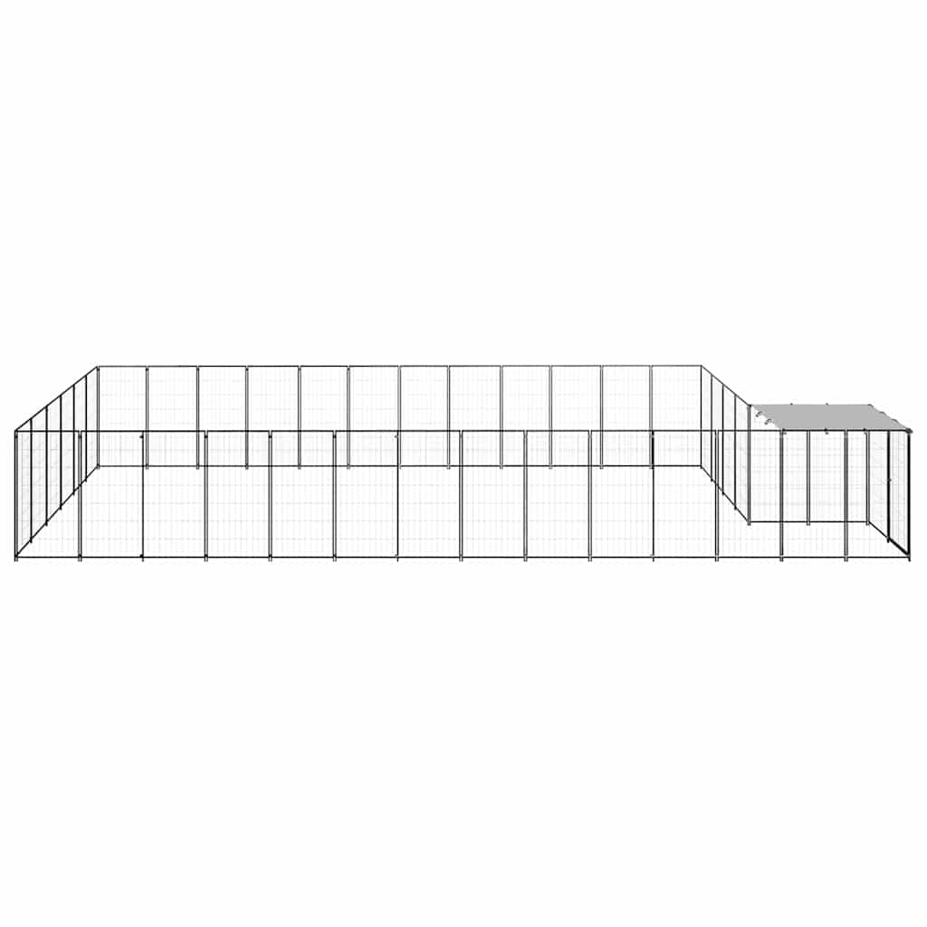 3082216 vidaXL Dog Kennel Black 22,99 m² Ατσάλι (150782+3x150784)