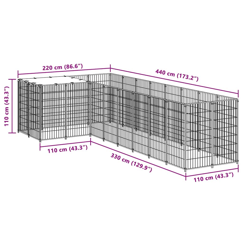 Σπιτάκι Σκύλου Μαύρο 6,05 μ² Ατσάλινο