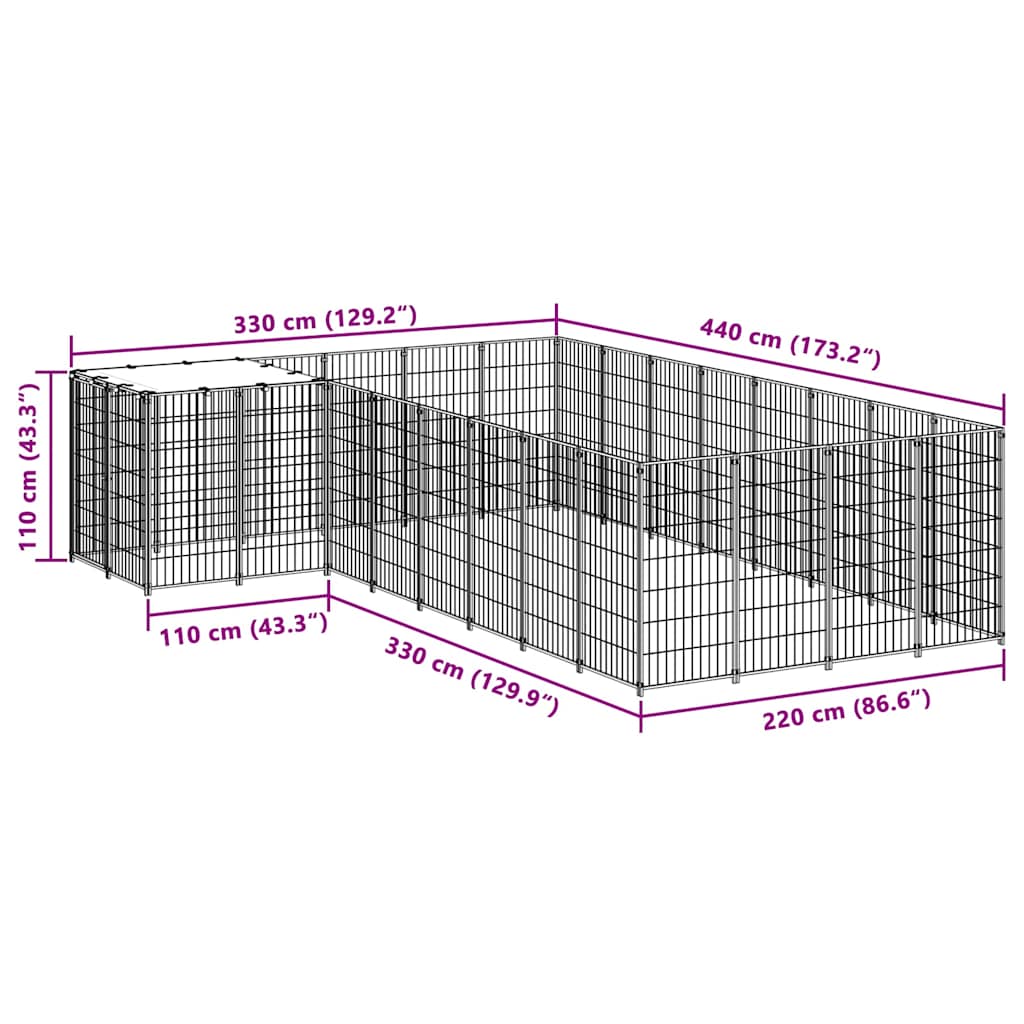 Σπιτάκι Σκύλου Μαύρο 10,89 μ² Ατσάλινο