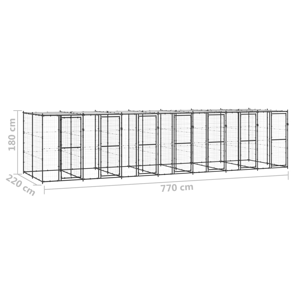 Κλουβί Σκύλου Εξωτ. Χώρου με Στέγαστρο 16,94 μ² από Ατσάλι