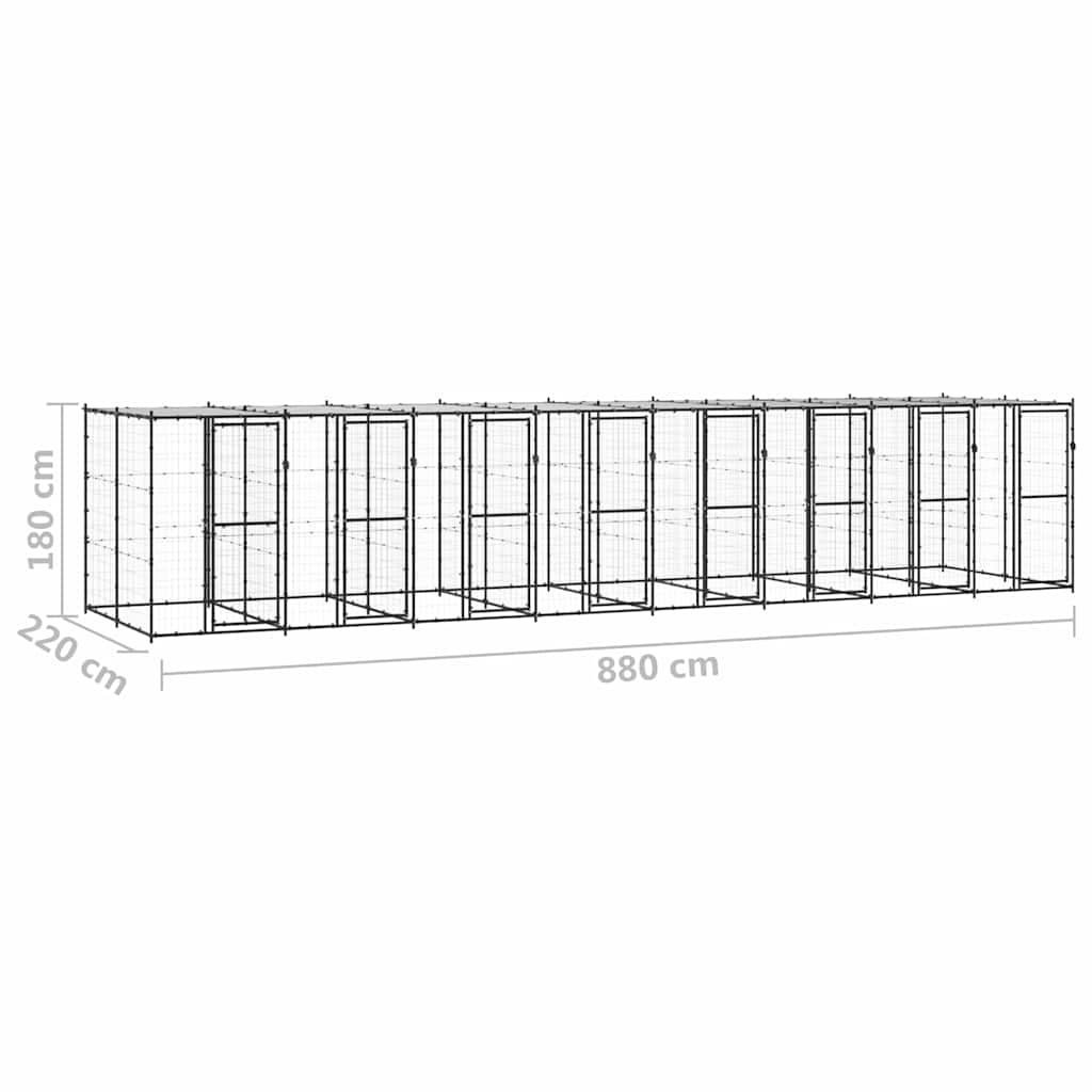 Κλουβί Σκύλου Εξωτ. Χώρου με Στέγαστρο 19,36 μ² από Ατσάλι