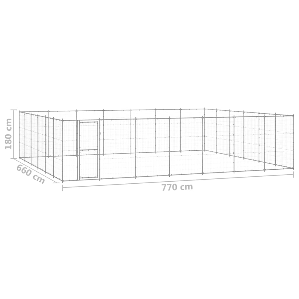 Κλουβί Σκύλου Εξωτερικού Χώρου 50,82 μ² από Γαλβανισμένο Χάλυβα