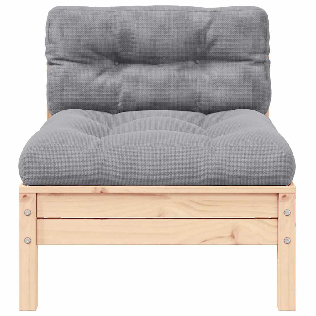 Σαλόνι Κήπου Σετ 3 Τεμαχίων Μασίφ Ξύλο Πεύκου με Γκρι Μαξιλάρια