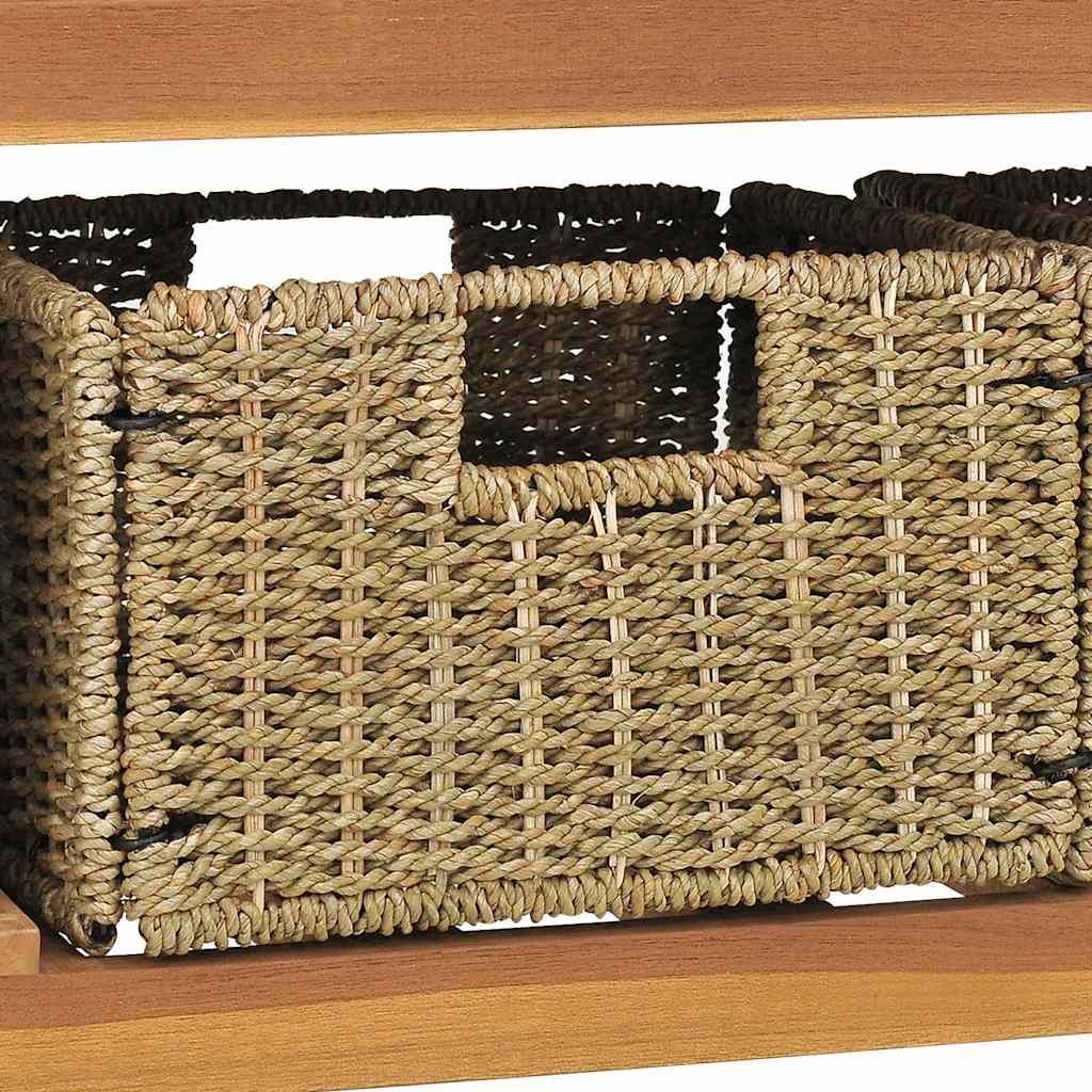 Έπιπλο Μπάνιου με Μαύρους Μαρμάρινους Νιπτήρες από Ξύλο Teak