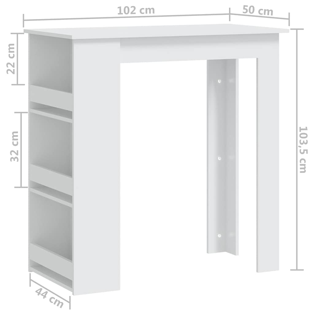 Τραπέζι Μπαρ με Ράφια Λευκό 102 x 50 x 103,5 εκ.από Επεξ. Ξύλο