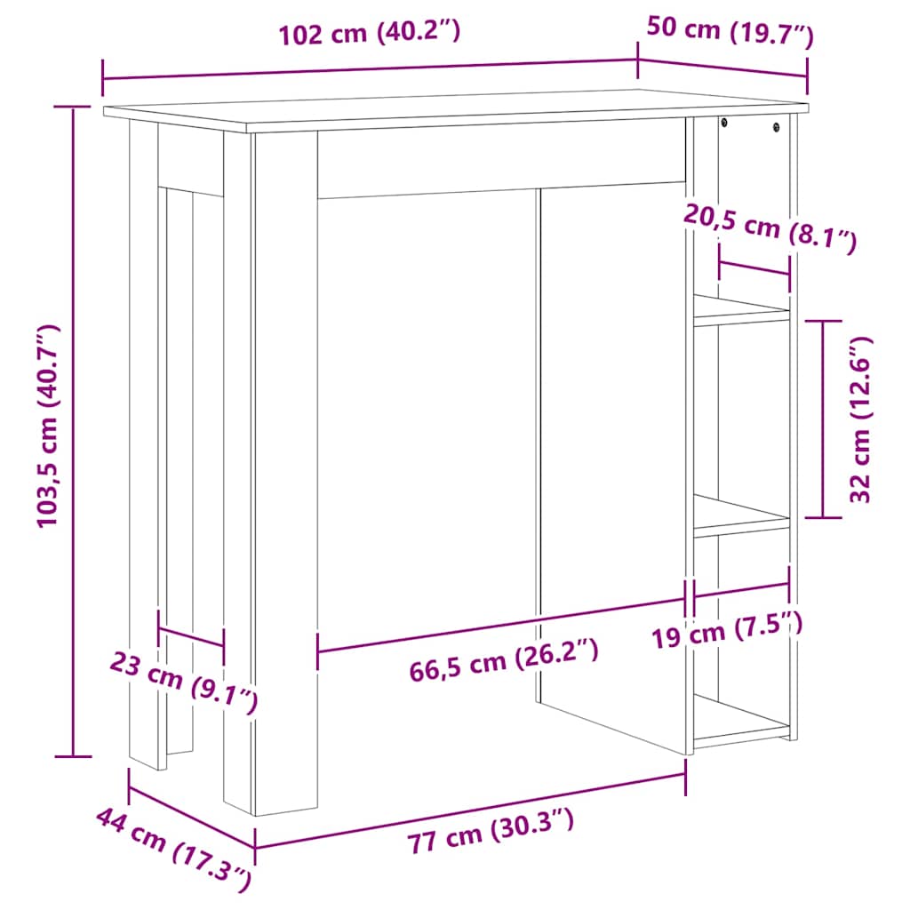 Τραπέζι Κονσόλα Γκρι Sonoma 102x50x103,5 εκ. από Επεξεργ. Ξύλο
