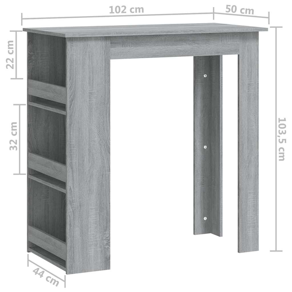 Τραπέζι Μπαρ με Ράφια Sonoma Δρυς 102x50x103,5εκ. Επεξεργ. Ξύλο