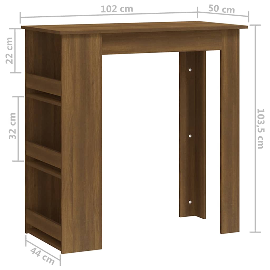 Τραπέζι Μπαρ με Ράφια Sonoma Δρυς 102x50x103,5 εκ. Επεξ. Ξύλο