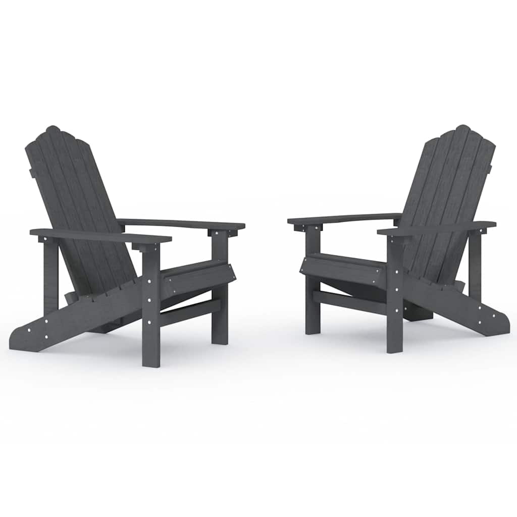Καρέκλες Κήπου Adirondack 2 τεμ. Ανθρακί από HDPE – εικόνα προϊόντος 2