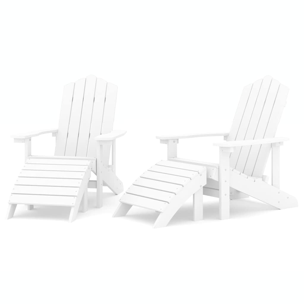 Καρέκλες Κήπου Adirondack 2 τεμ. Λευκές από HDPE με Υποπόδια – εικόνα προϊόντος 2