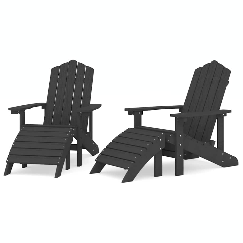 Καρέκλες Κήπου Adirondack 2 τεμ. Ανθρακί από HDPE με Υποπόδια – εικόνα προϊόντος 2