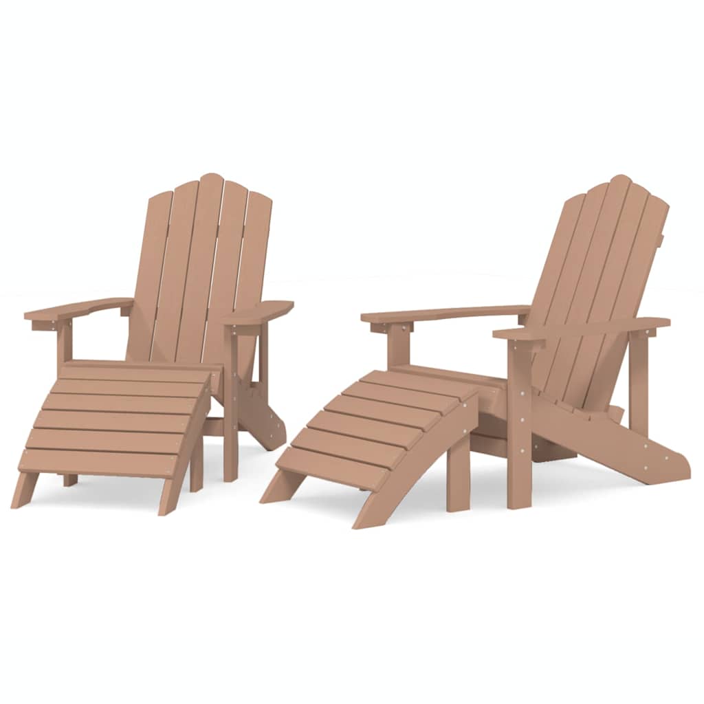 Καρέκλες Κήπου Adirondack 2 τεμ. Καφέ από HDPE με Υποπόδια – εικόνα προϊόντος 2