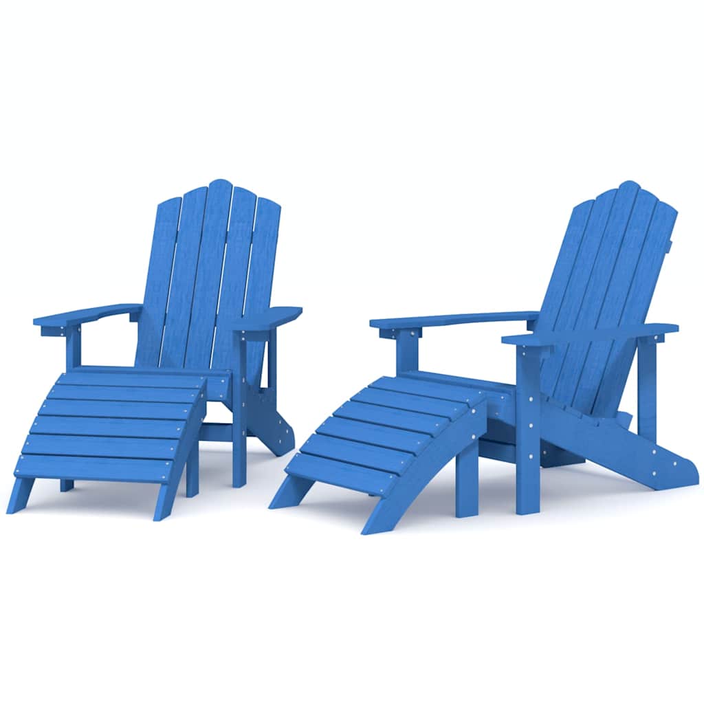 Καρέκλες Κήπου Adirondack 2 τεμ. Γαλάζιες από HDPE με Υποπόδια – εικόνα προϊόντος 2