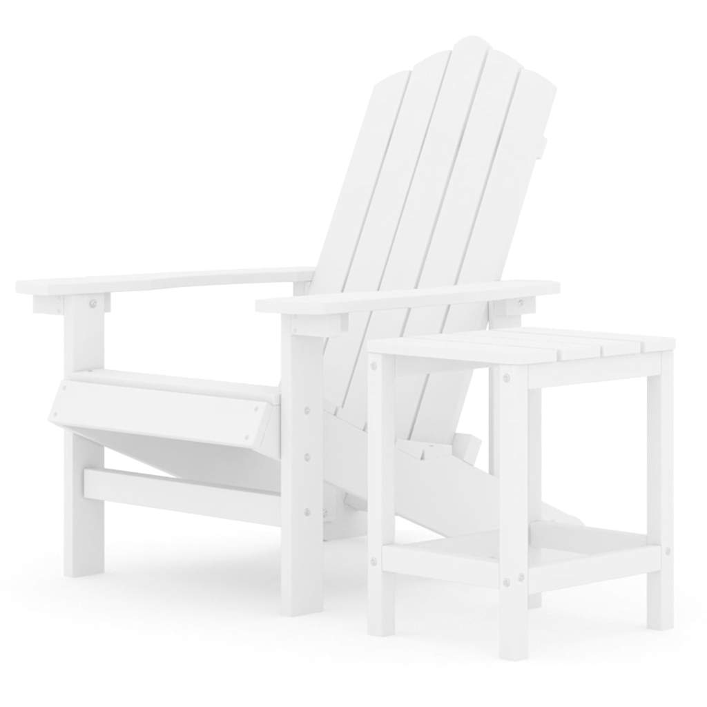 Καρέκλα Κήπου Adirondack Λευκή από HDPE με Τραπεζάκι