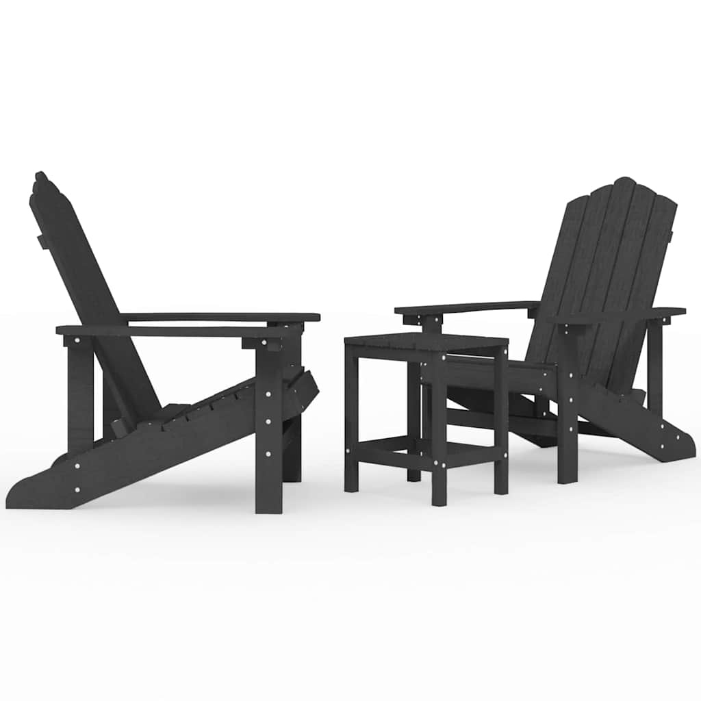 Καρέκλες Κήπου Adirondack Ανθρακί από HDPE με Τραπεζάκι – εικόνα προϊόντος 2