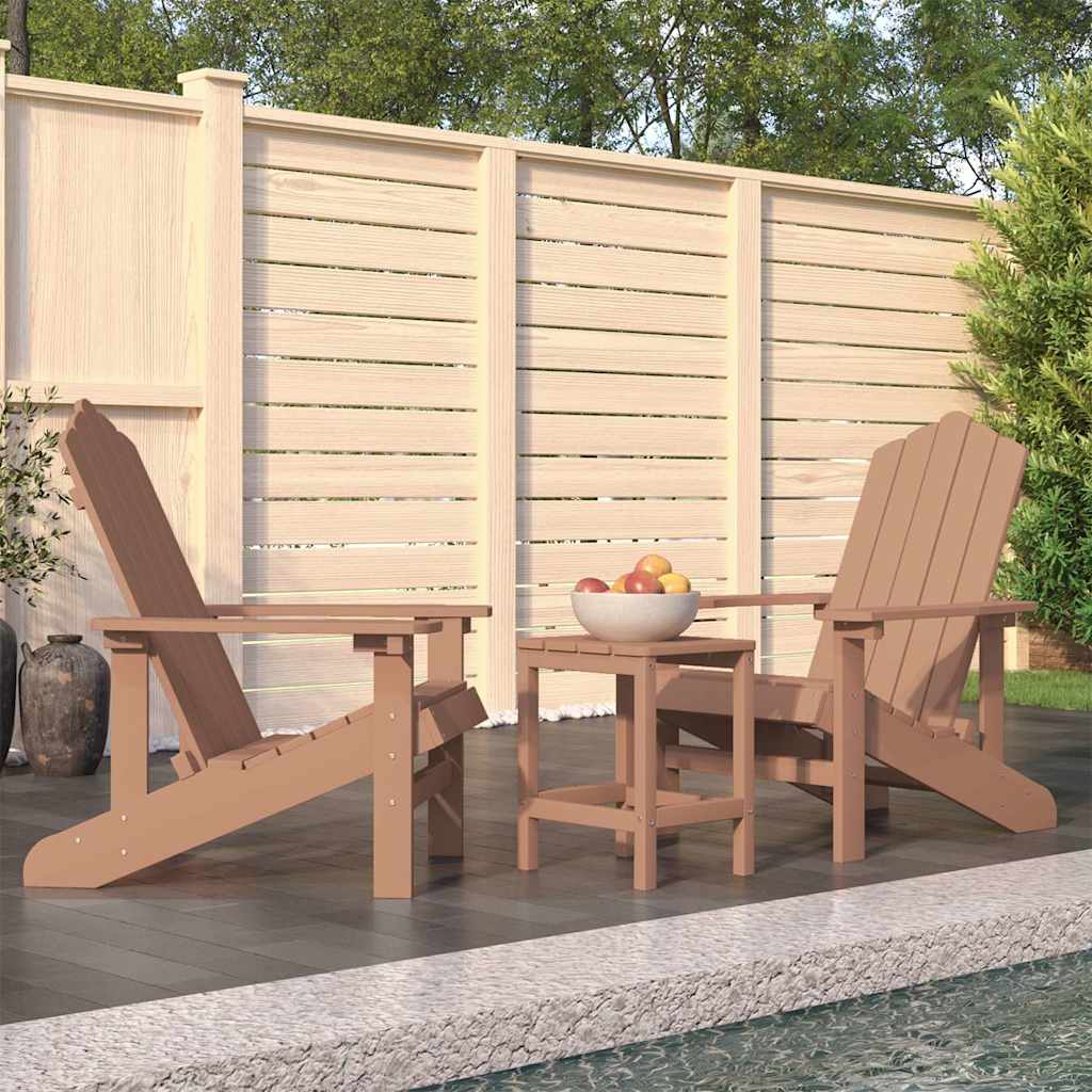 Καρέκλες Κήπου Adirondack Καφέ από HDPE με Τραπεζάκι