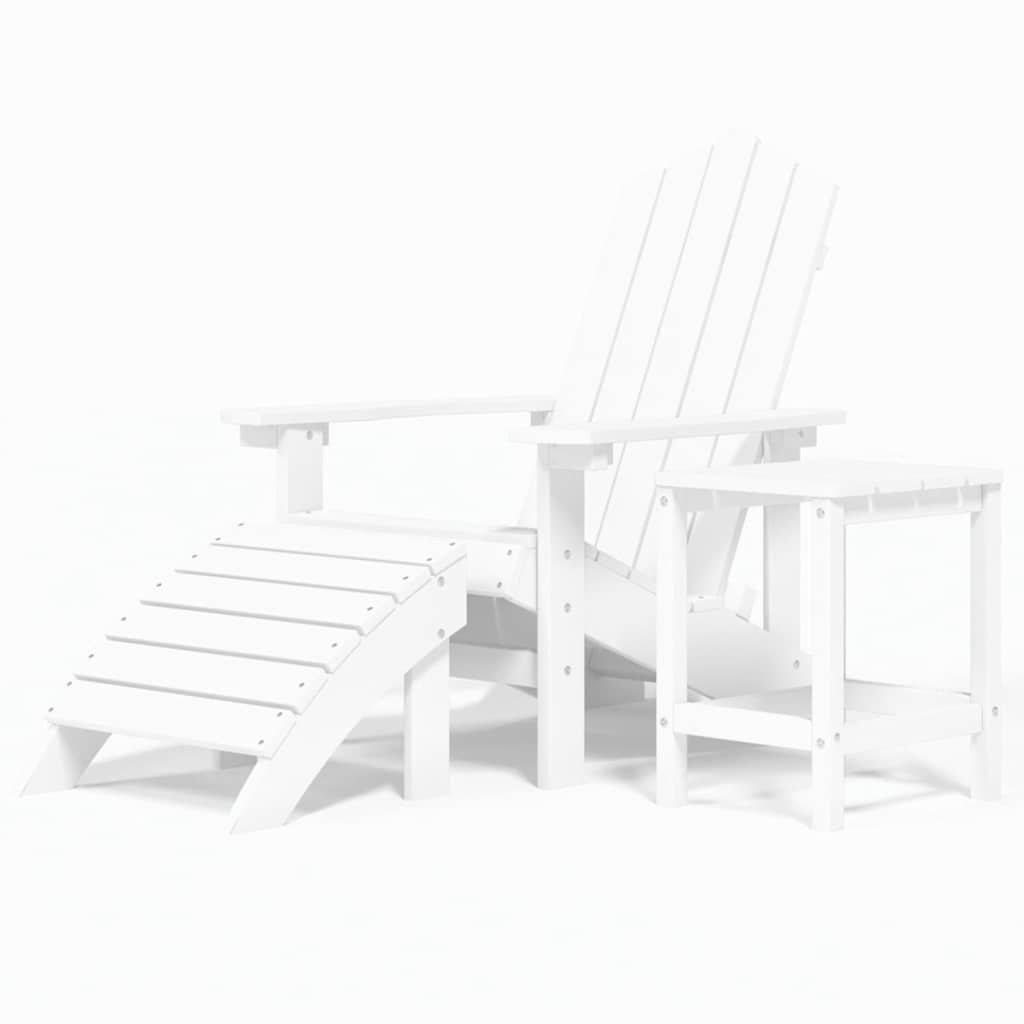 Καρέκλα Κήπου Adirondack Λευκή από HDPE με Υποπόδιο & Τραπεζάκι – εικόνα προϊόντος 2