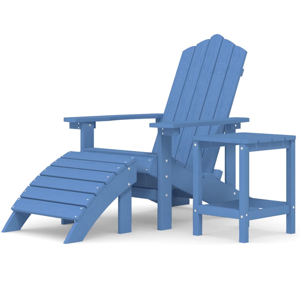 Καρέκλα Κήπου Adirondack Γαλάζια HDPE με Υποπόδιο & Τραπεζάκι – εικόνα προϊόντος 2