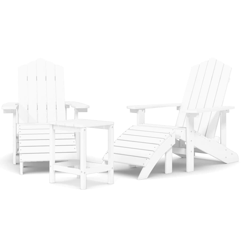Καρέκλες Κήπου Adirondack με Υποπόδιο&Τραπεζάκι Λευκές από HDPE – εικόνα προϊόντος 2