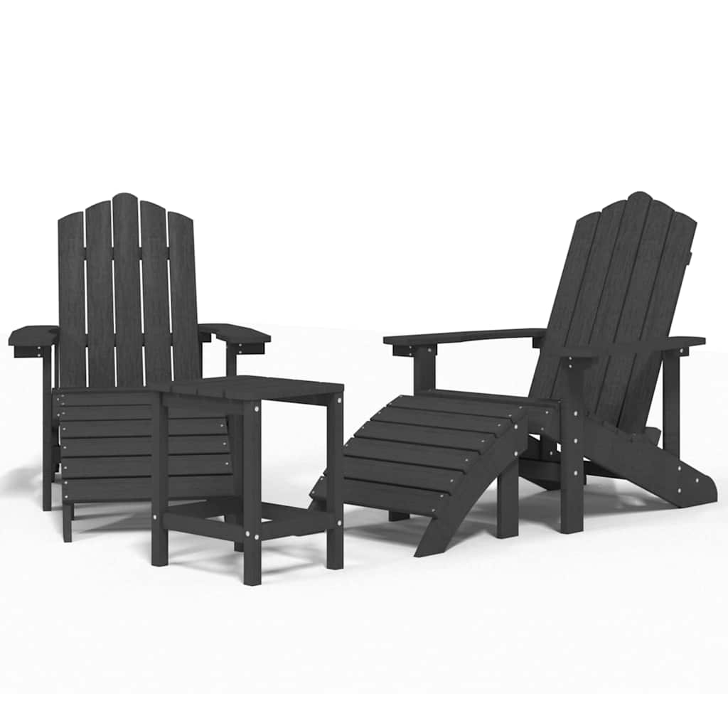 Καρέκλες Κήπου Adirondack με Υποπόδιο&Τραπεζάκι Ανθρακί HDPE – εικόνα προϊόντος 2