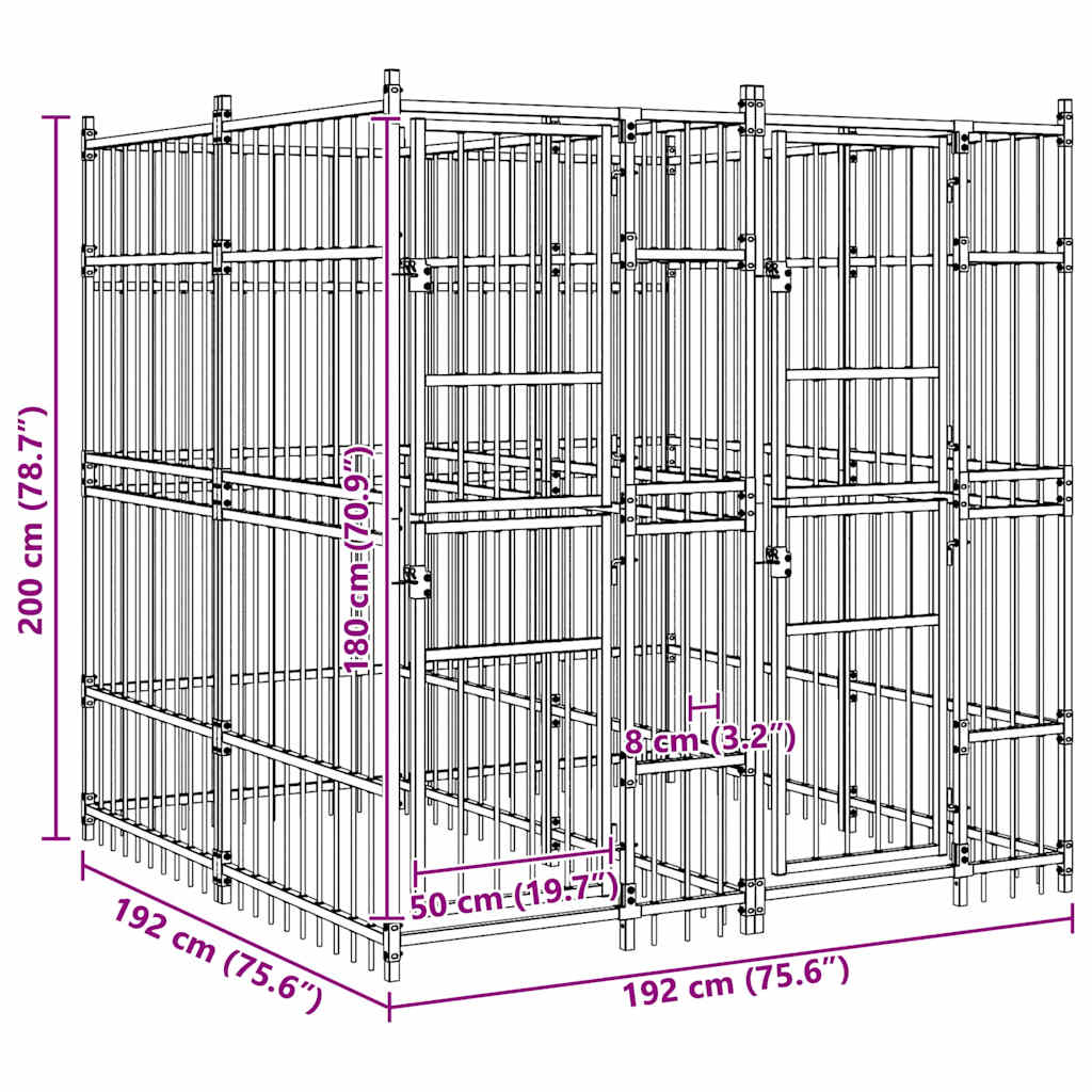 Κλουβί Σκύλου Εξωτερικού Χώρου 3,69 μ² από Ατσάλι