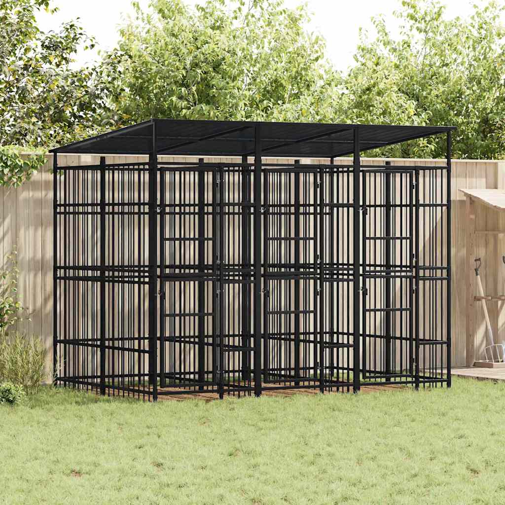 Κλουβί Σκύλου Εξωτερικού Χώρου με Οροφή 5,53 μ² από Ατσάλι
