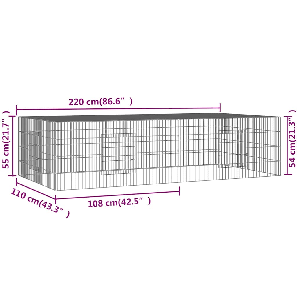 Κλουβί Κουνελιών 2 Πάνελ 220x110x55 εκ. από Γαλβανισμένο Σίδερο