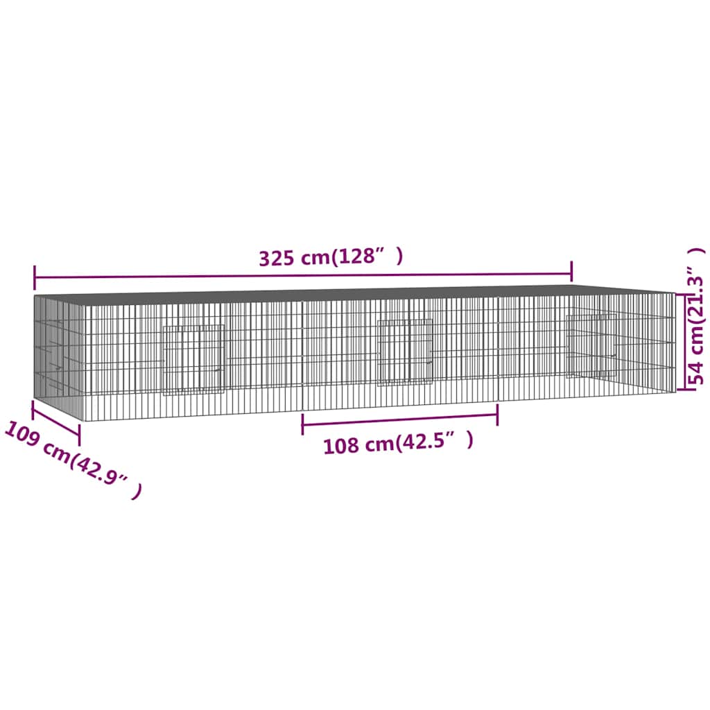 Κλουβί Κουνελιών 3 Πάνελ 325x109x54 εκ. από Γαλβανισμένο Σίδερο