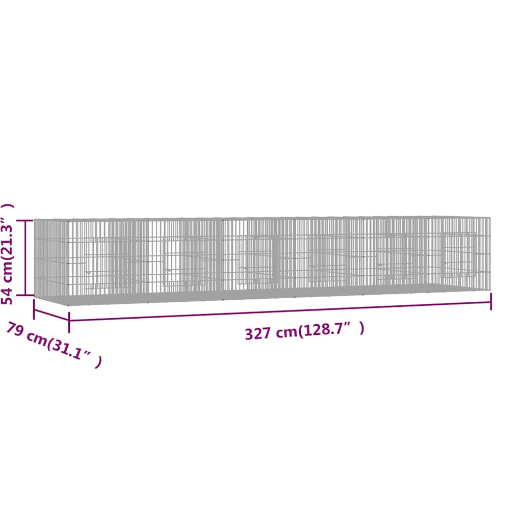 Κλουβί Κουνελιών 6 Πάνελ 327x79x54 εκ. από Γαλβανισμένο Σίδερο