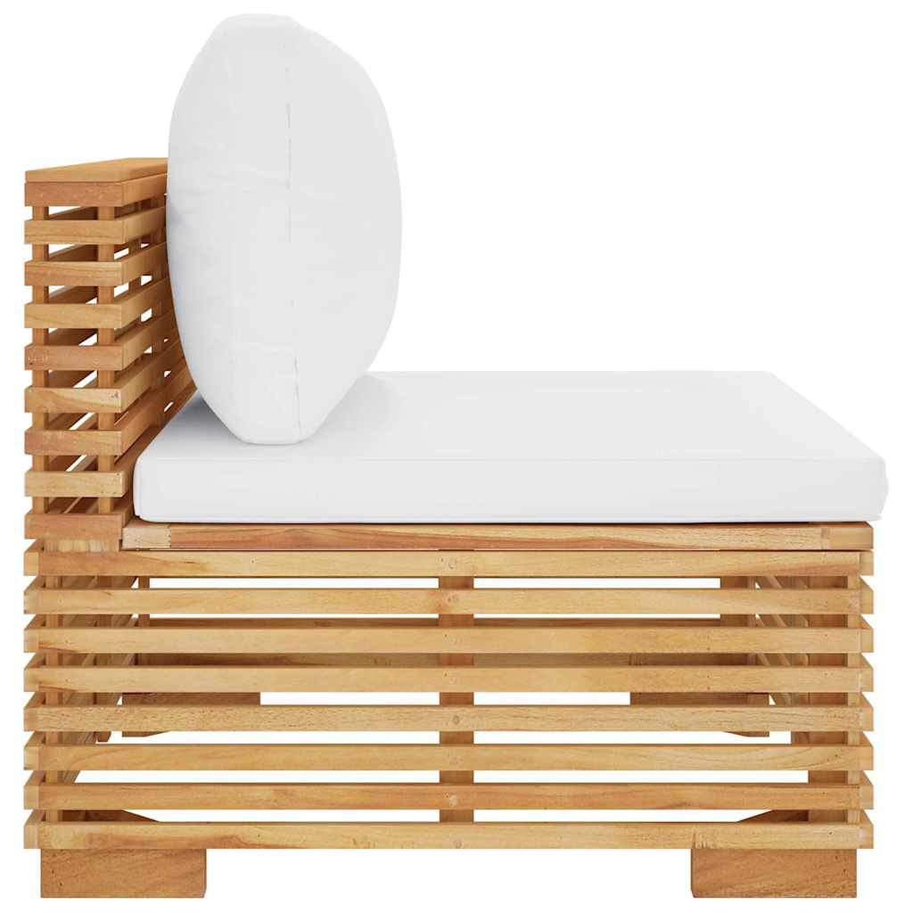 Καναπές Κήπου Μεσαίος από Μασίφ Ξύλο Teak με Κρεμ Μαξιλάρια
