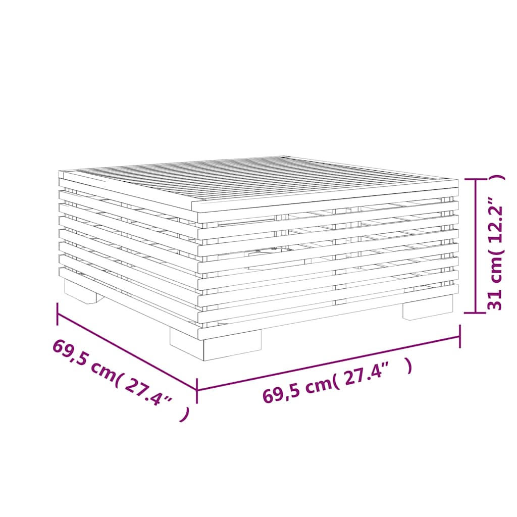 Τραπεζάκι Κήπου 69,5x69,5x31 εκ. από Μασίφ Ξύλο Teak