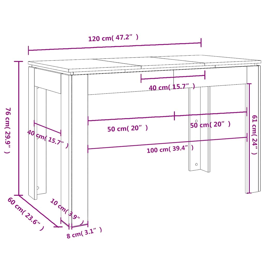 Τραπέζι Τραπεζαρίας Καπνιστή Δρυς 120x60x76 εκ. Επεξ. Ξύλο
