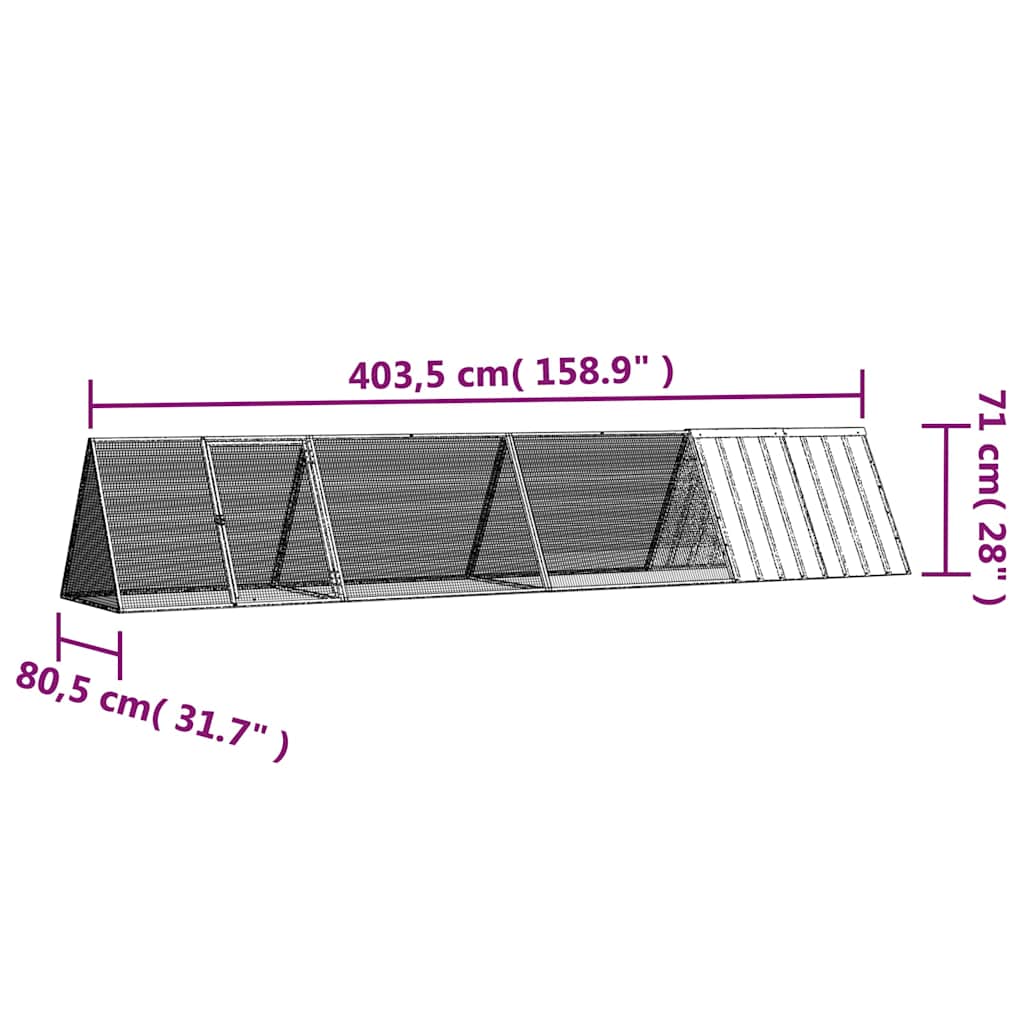 Κλουβί Κουνελιών Ανθρακί 403,5x80,5x71 εκ Γαλβανισμένος Χάλυβας
