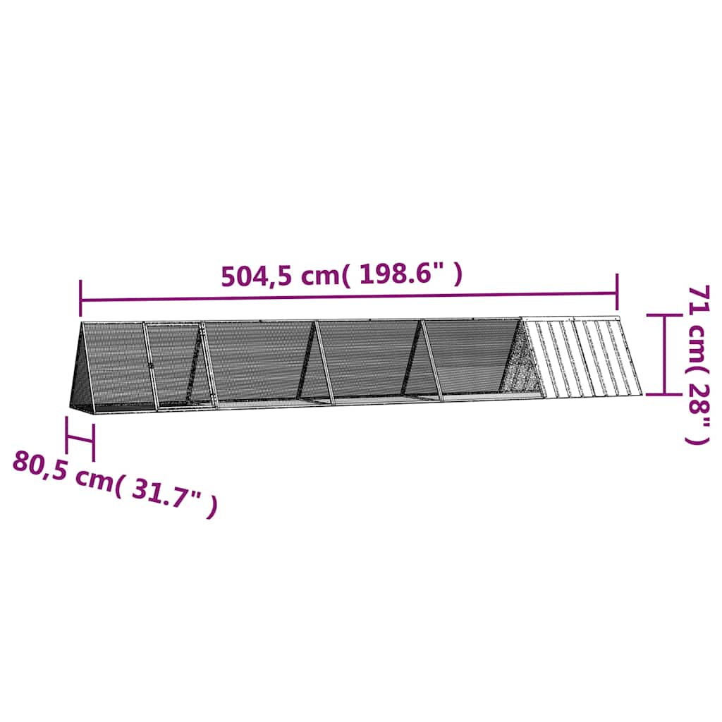 Κλουβί Κουνελιών Γκρι 504,5x80,5x71 εκ. Γαλβανισμένος Χάλυβας