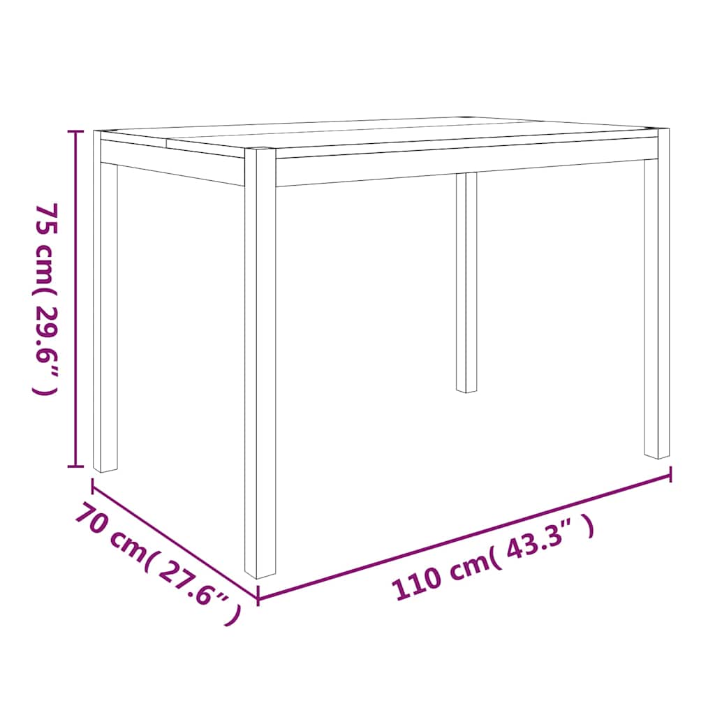 Τραπεζαρία 110 x 70 x 75 εκ. από Μασίφ Ξύλο Ακακίας