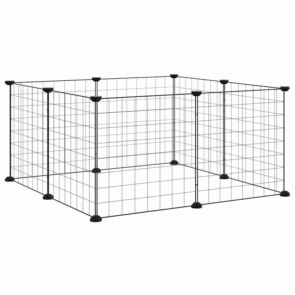 Κλουβί Κατοικίδιων 8 Πάνελ Μαύρο Ατσάλινο 70x70x35 εκ.