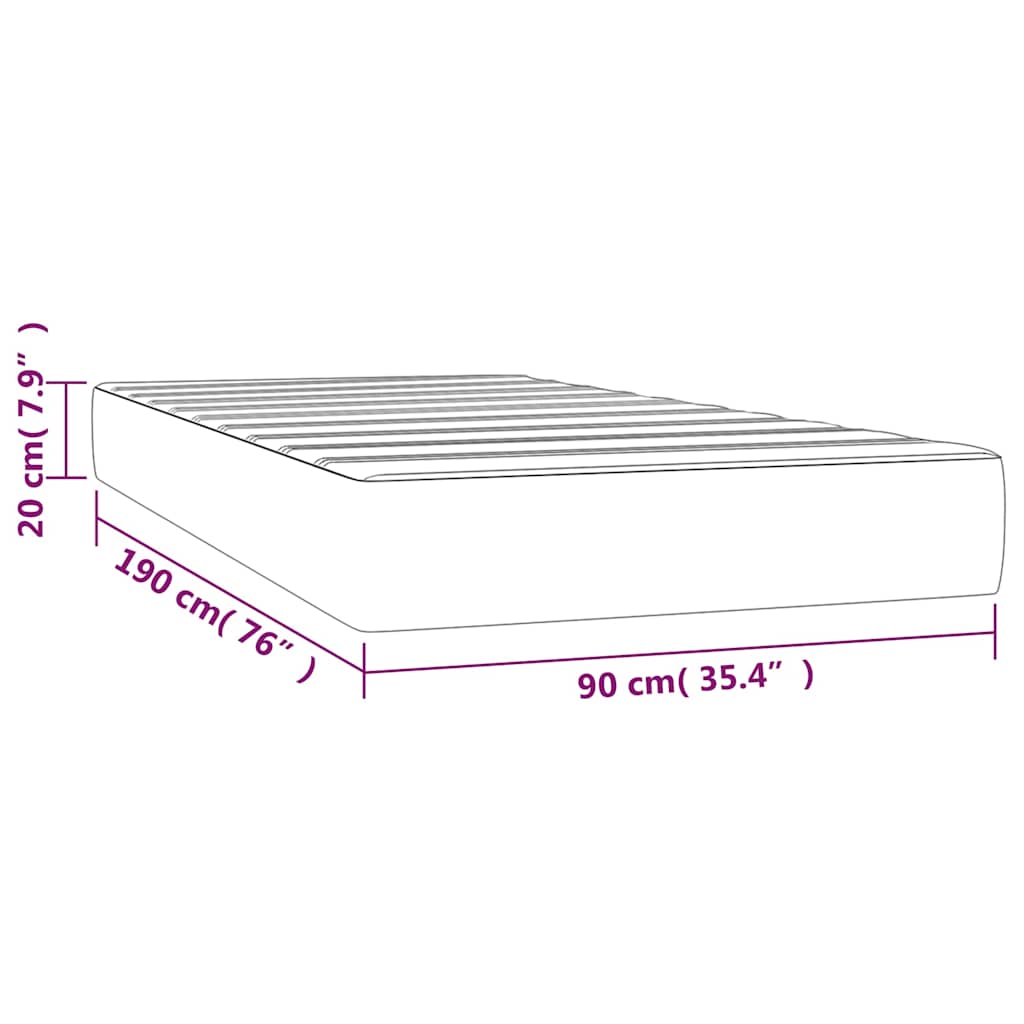 Στρώμα με Pocket Springs Μεσαίας Σκληρότητας Μαύρο 90x190x20 εκ. Βελούδινο
