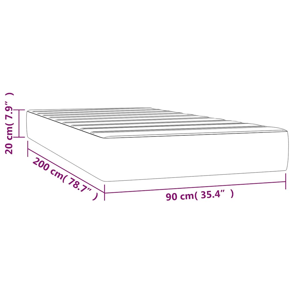 Στρώμα με Pocket Springs Μεσαίας Σκληρότητας Λευκό 90x200x20 εκ. Συνθετικό Δέρμα