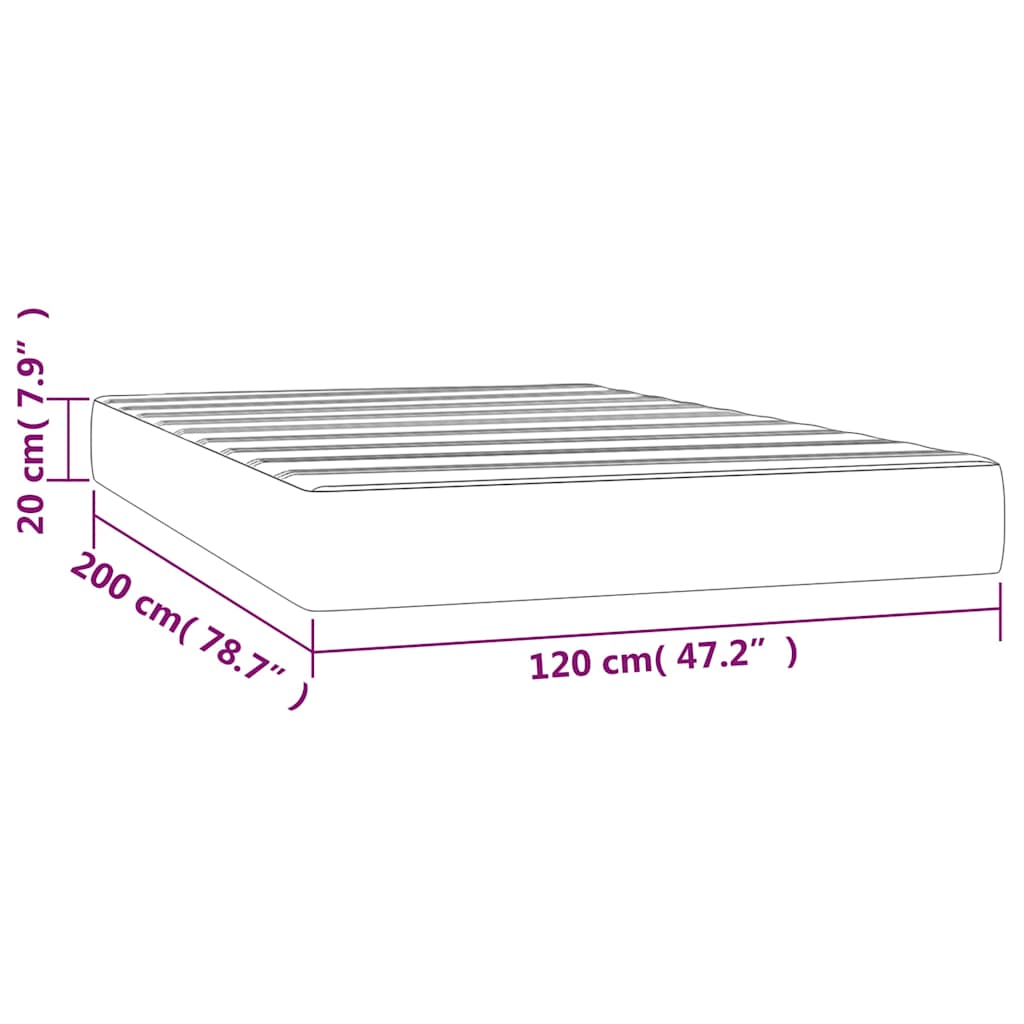 Στρώμα με Pocket Springs Μεσαίας Σκληρότητας Μαύρο 120x200x20 εκ. Υφασμάτινο