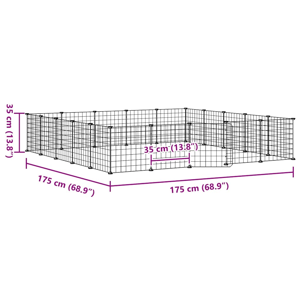 Κλουβί Κατοικίδιων με 20 Πάνελ + Πόρτα Μαύρο 175 x 175 x 35εκ Ατσάλινο